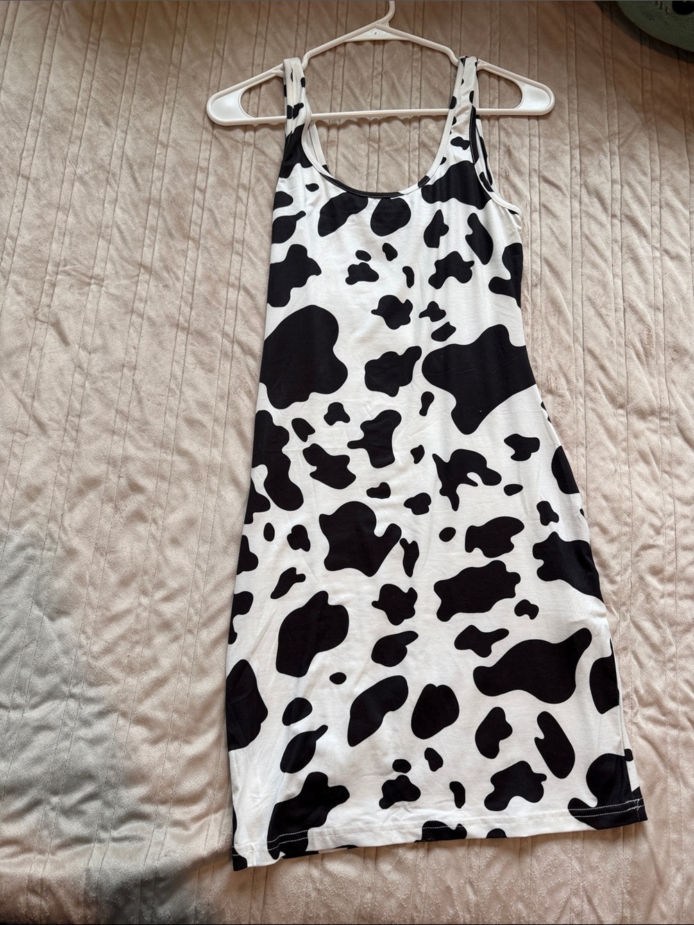 SHEIN Black & White Cow Print Tank Dress